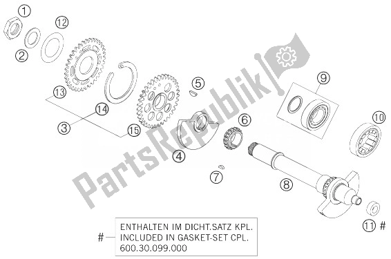 All parts for the Balancer Shaft of the KTM 990 Super Duke Black USA 2007