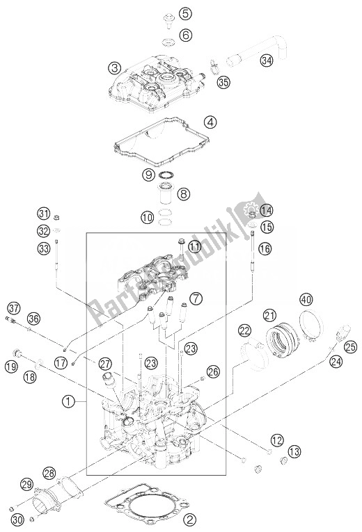 All parts for the Cylinder Head of the KTM 350 EXC F USA 2014