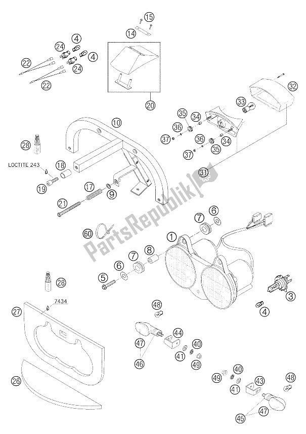 All parts for the Lighting System of the KTM 660 Rallye Factory Repl Europe 2006