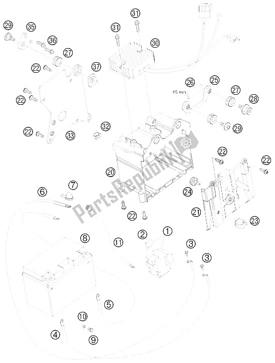 Toutes les pièces pour le Boîtier De Batterie du KTM 990 Super Duke Orange Australia United Kingdom 2008