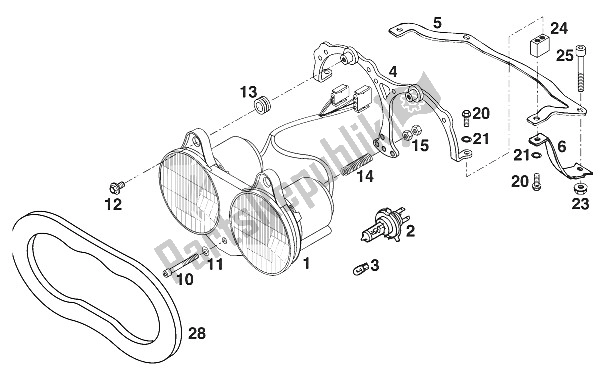 All parts for the Head Light Triom, Supportbracket'97 of the KTM 620 Duke E 37 KW Europe 1997