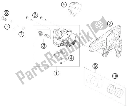 All parts for the Brake Caliper Rear of the KTM 1190 RC8 Black Australia 2010