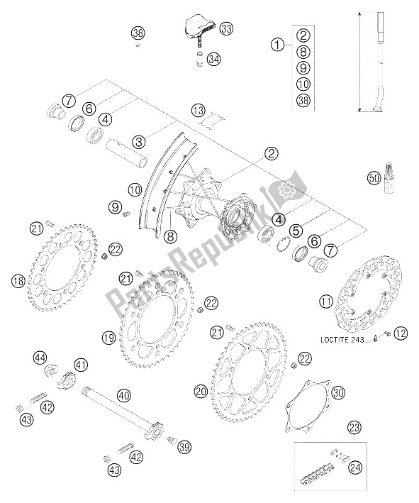 Todas las partes para Rueda Trasera 625 Sxc de KTM 625 SXC Europe 2005