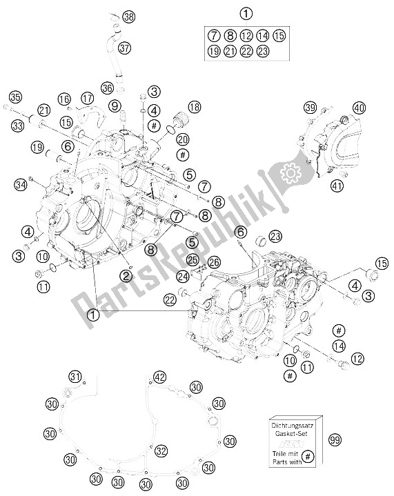 Tutte le parti per il Cassa Del Motore del KTM 690 Duke Black Japan 2011