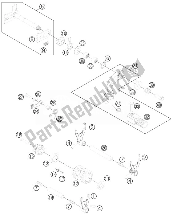 Wszystkie części do Mechanizm Zmiany Biegów KTM 250 SX F USA 2013