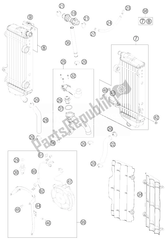 Toutes les pièces pour le Système De Refroidissement du KTM 250 XCF W USA 2013