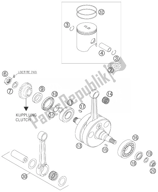 Todas las partes para Cigüeñal, Pistón de KTM 300 EXC Australia 2007