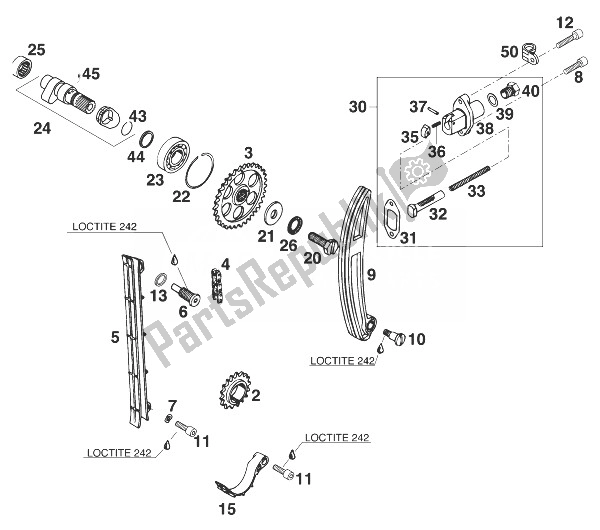 Todas las partes para árbol De Levas - Cadena - Tensor 400-620 Lc4-e '97 de KTM 400 RXC E USA 1998