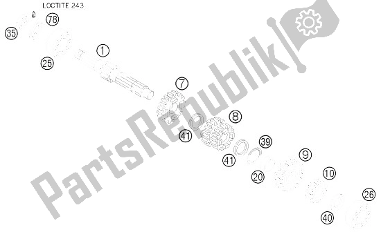 All parts for the Transmission I - Main Shaft of the KTM 105 SX USA 2008