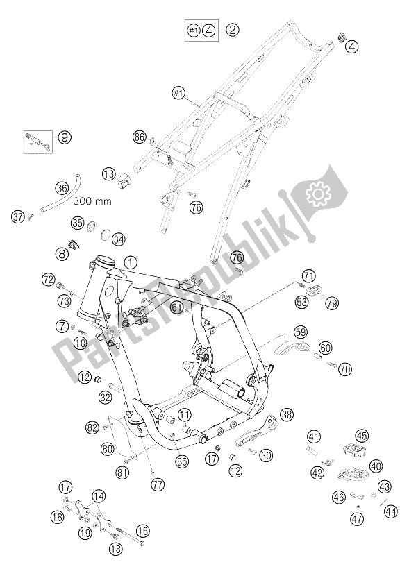 All parts for the Frame, Subframe of the KTM 625 SMC Europe 2006