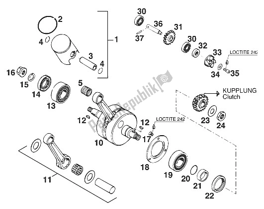 Tutte le parti per il Albero Motore - Pistone '96 del KTM 125 EGS M ö 6 KW Europe 1996