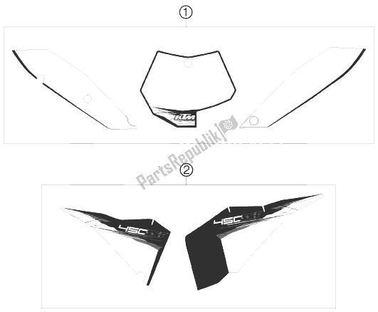 All parts for the Decal of the KTM 450 SX F USA 2010