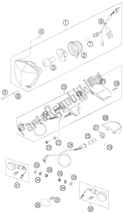 Todas las partes para Sistema De Iluminación de KTM 125 EXC Europe 2006