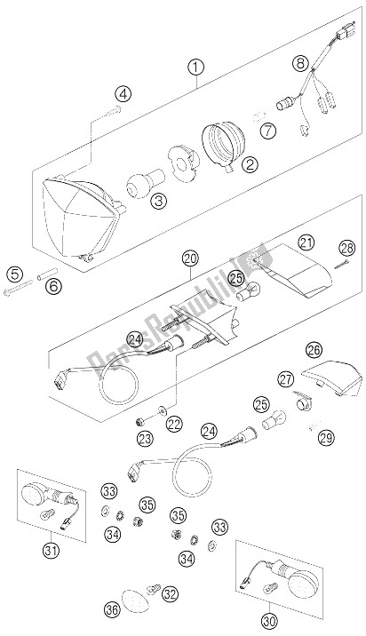 All parts for the Lighting System of the KTM 250 EXC Racing Europe 2006