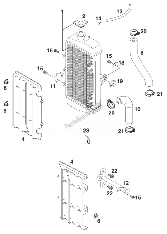 Alle onderdelen voor de Radiator - Radiatorslang 60/65 Ccm '98 van de KTM 65 SX Europe 1998