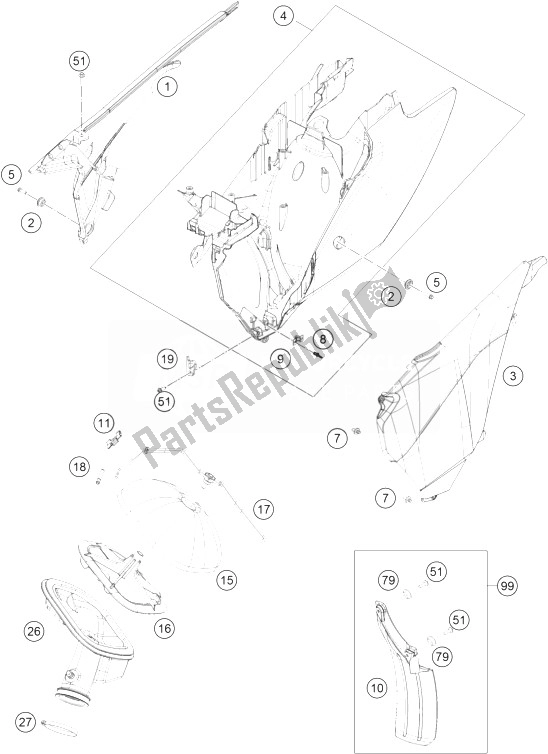 All parts for the Air Filter of the KTM 450 XC W USA 2014