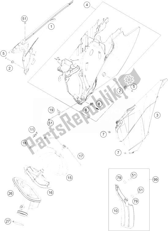 Todas las partes para Filtro De Aire de KTM 500 XC W USA 2014