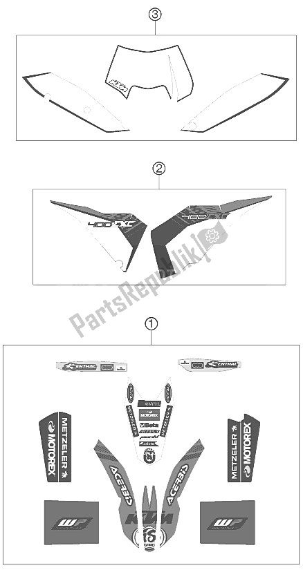 All parts for the Decal of the KTM 400 EXC Factory Edit Europe 2011