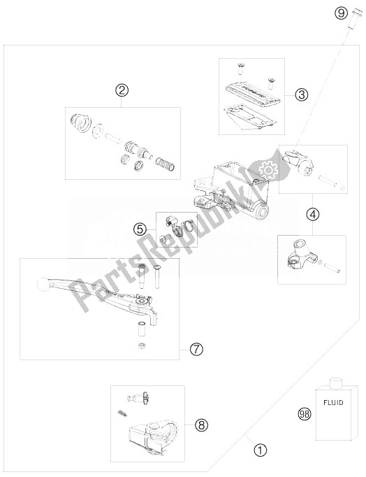 Tutte le parti per il Cilindro Del Freno A Mano del KTM 525 XC ATV Europe 8503 JQ 2010