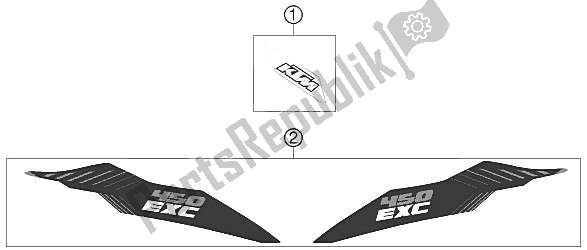 All parts for the Decal of the KTM 450 EXC Europe 2012