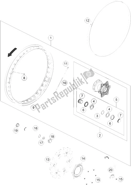 All parts for the Front Wheel of the KTM 690 Enduro R ABS Europe 2015