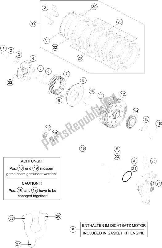 All parts for the Clutch of the KTM 690 Duke Orange ABS Europe 2016