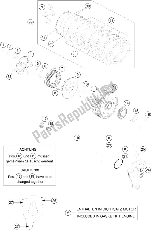 All parts for the Clutch of the KTM 690 Duke R ABS Australia 2016