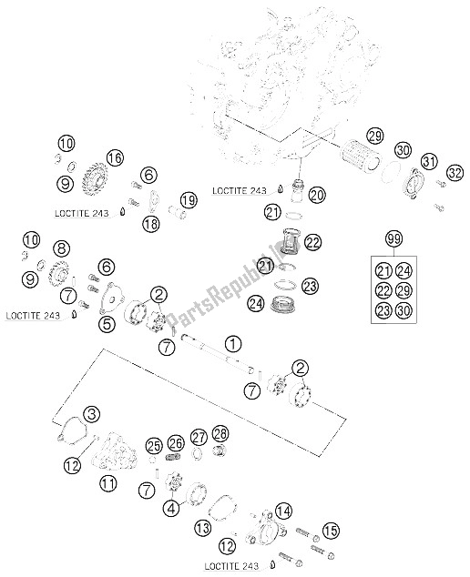 Toutes les pièces pour le Système De Lubrification du KTM 450 SMR Europe 2009