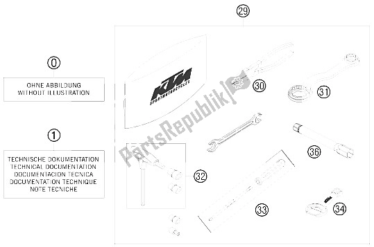 Alle onderdelen voor de Accessoireset van de KTM 690 Duke Orange Australia United Kingdom 2008