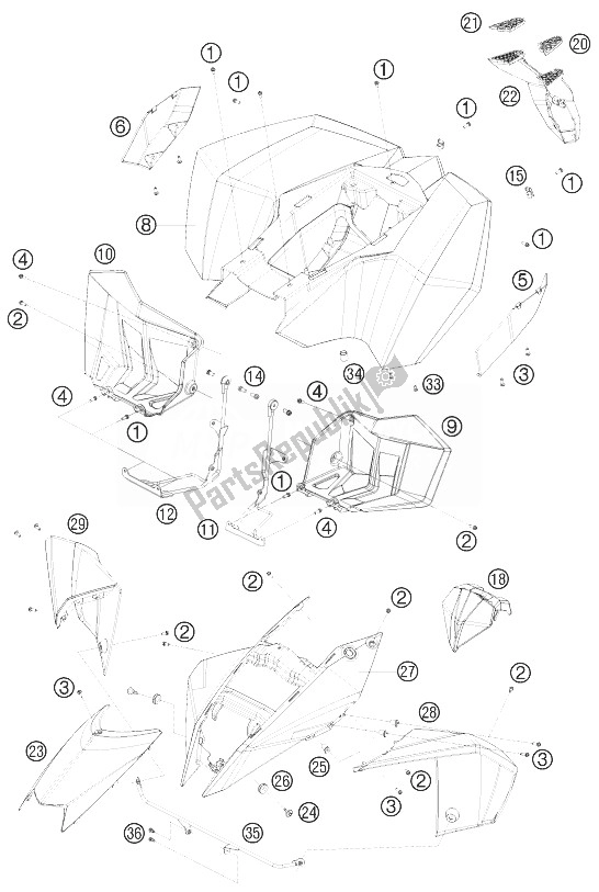 All parts for the Mask, Fenders of the KTM 525 XC ATV Europe 8503 JQ 2010