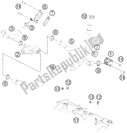 Todas as partes de Sas Do Sistema De Ar Secundário do KTM 1190 RC8 R Black Europe 2012
