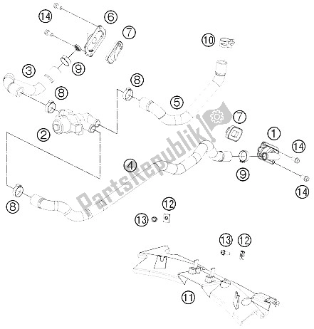 Todas las partes para Sistema De Aire Secundario Sas de KTM 1190 RC8 R Black USA 2011