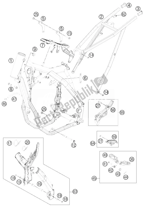 All parts for the Frame of the KTM 450 SX F Europe 2014