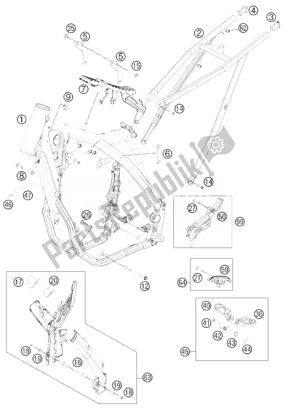All parts for the Frame of the KTM 450 XC F USA 2014