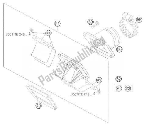 All parts for the Reed Valve Case 85 Sx of the KTM 85 SX Europe 2003