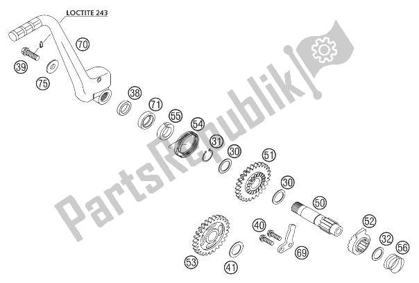 All parts for the Kickstarter 125/200 2000 of the KTM 125 EXC SIX Days Europe 2003