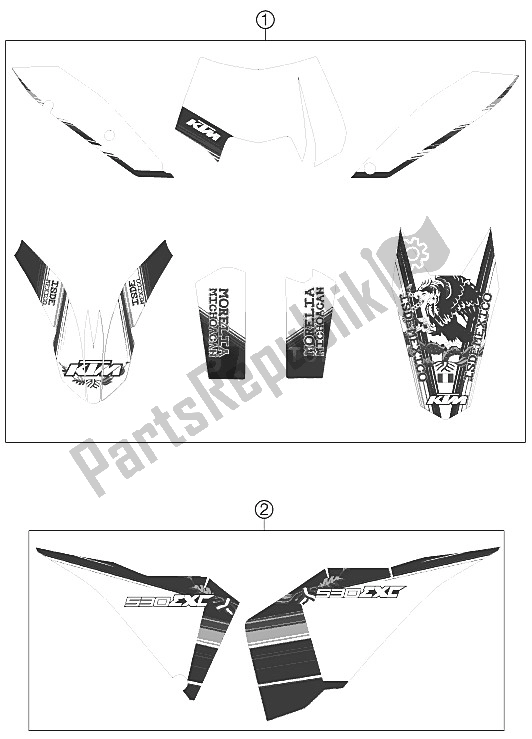 Todas las partes para Etiqueta de KTM 530 EXC SIX Days Europe 2011