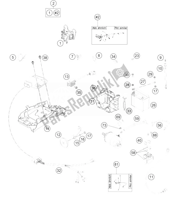 All parts for the Wiring Harness of the KTM 250 EXC Australia 2014