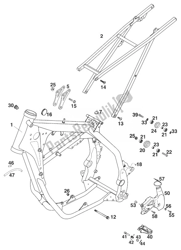 All parts for the Frame , 250-380 '99 of the KTM 250 MXC USA 1999