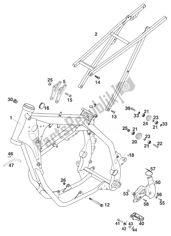 Tutte le parti per il Telaio, 250-380 '99 del KTM 250 SX 99 Europe 1999