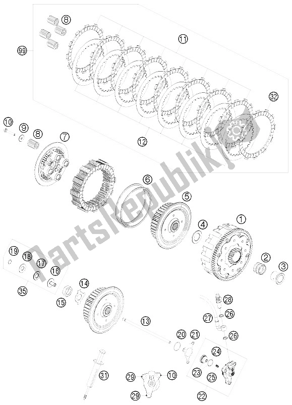 All parts for the Clutch of the KTM 400 XC W USA 2009