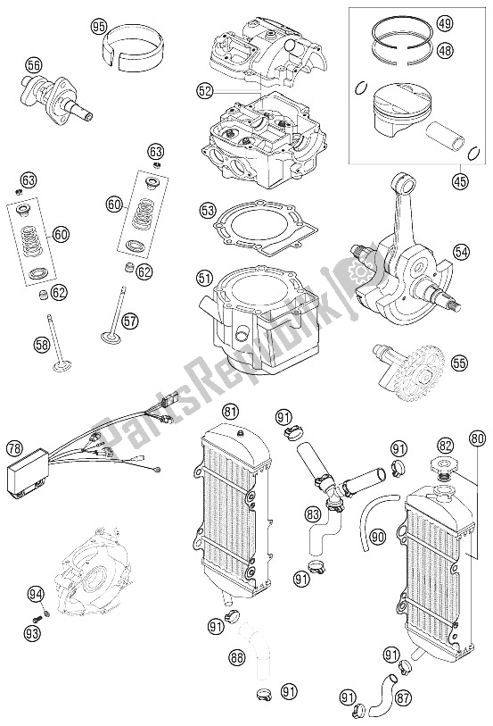 All parts for the New Parts 540 Sxs Motor 2002 of the KTM 400 EXC Racing Australia 2002