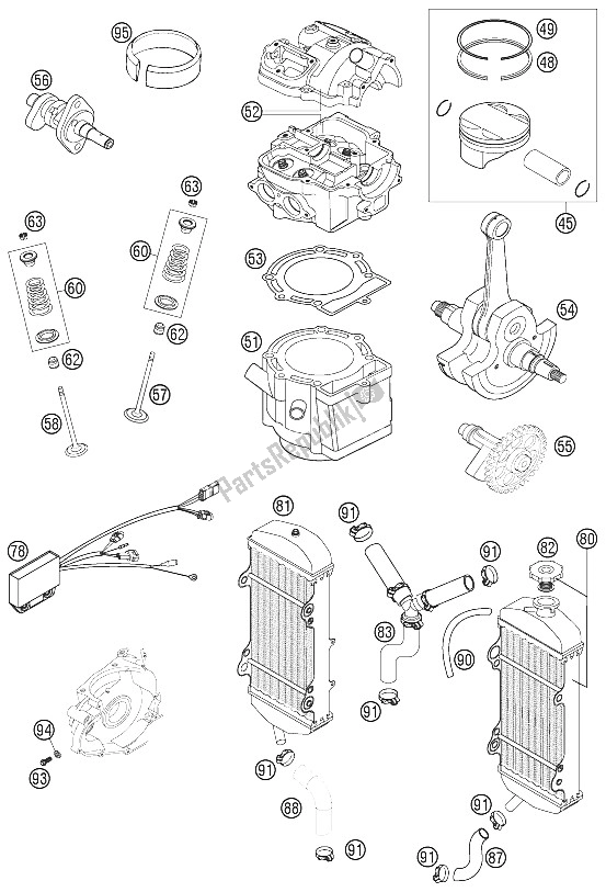 All parts for the New Parts 540 Sxs Motor 2002 of the KTM 400 MXC Racing USA 2002