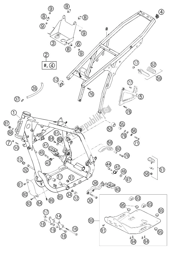 Tutte le parti per il Frame, Sub Frame 640 Lc4 Avventura del KTM 640 Adventure R Australia 2002