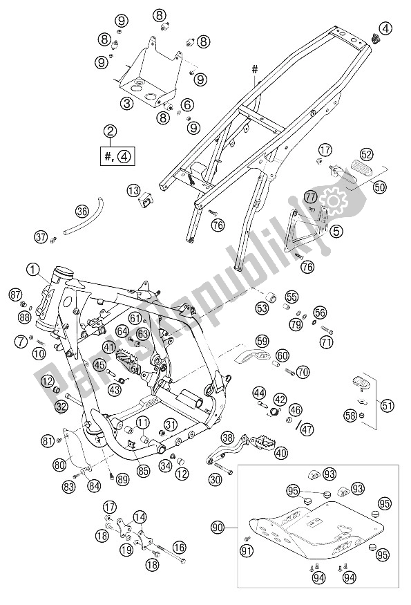 Todas as partes de Quadro, Sub-quadro 640 Lc4 Aventura do KTM 640 Adventure R Europe 2002