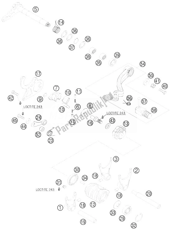 Todas las partes para Mecanismo De Cambio de KTM 200 EXC Europe 2010
