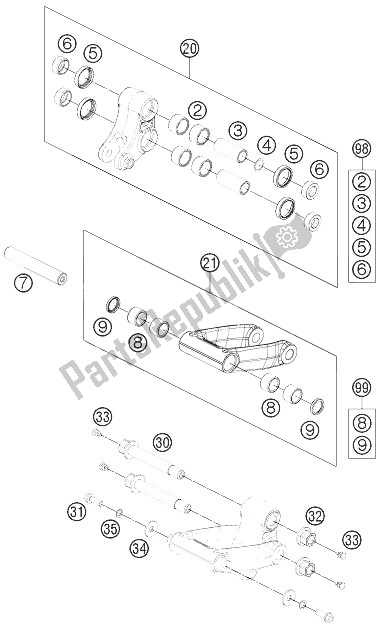 All parts for the Pro Lever Linking of the KTM 690 Enduro R ABS USA 2014