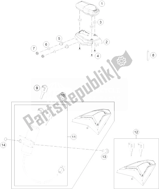 All parts for the Instruments / Lock System of the KTM 690 Enduro R ABS Australia 2014