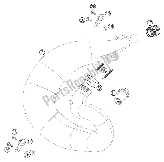 All parts for the Exhaust System of the KTM 250 EXC Europe 2006