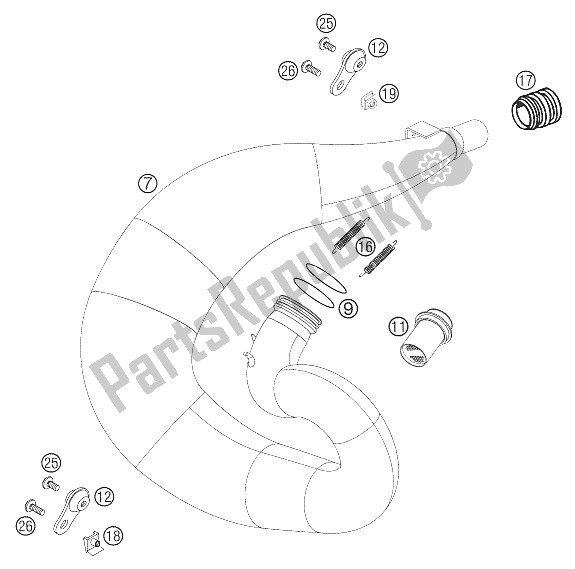 All parts for the Exhaust System of the KTM 250 EXC USA 2005